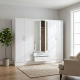 Nevada 6 Door 2 Drawer Mirrored Wardrobe
