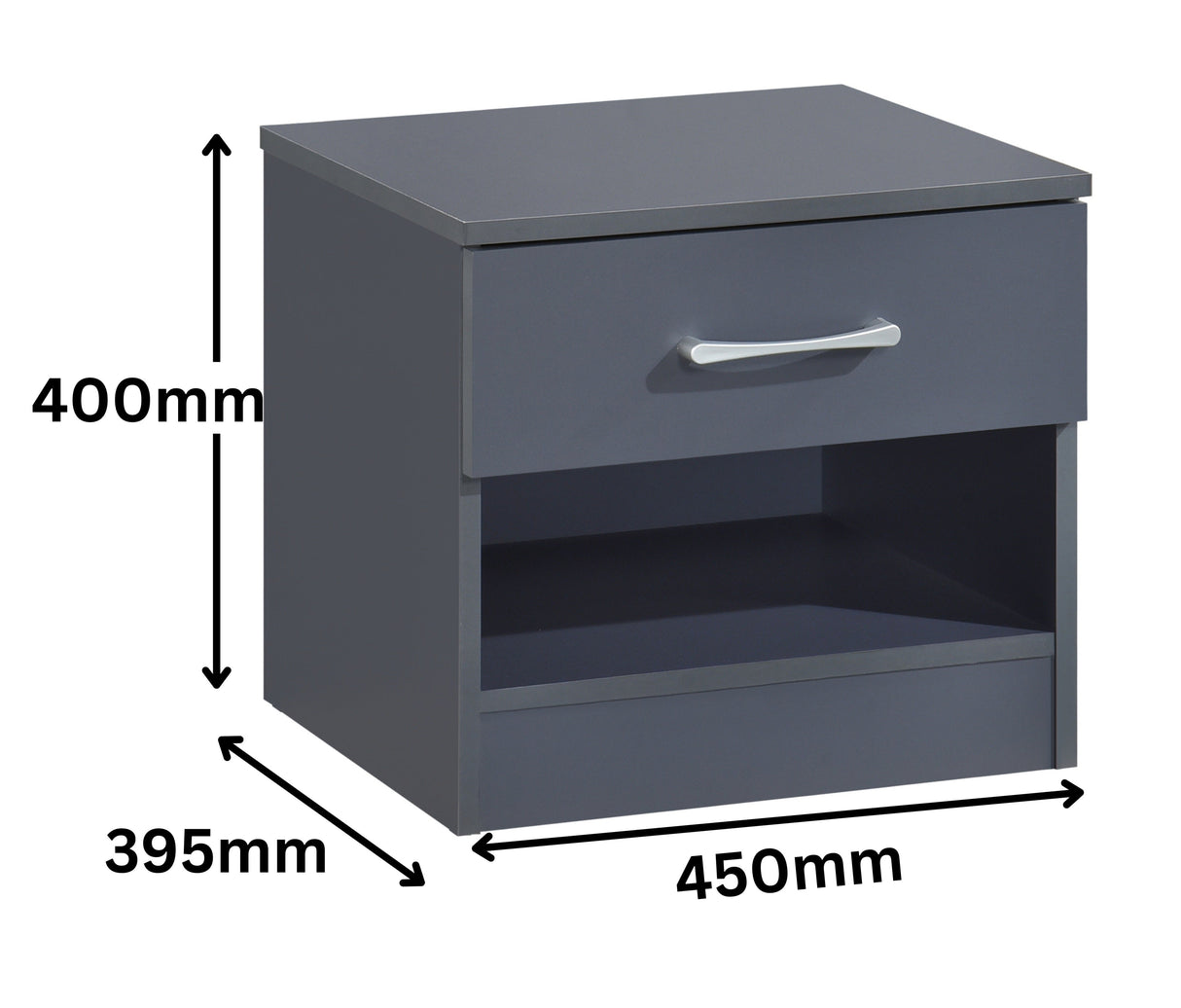 Highbury 1 Drawer Open Shelf Bedside Table