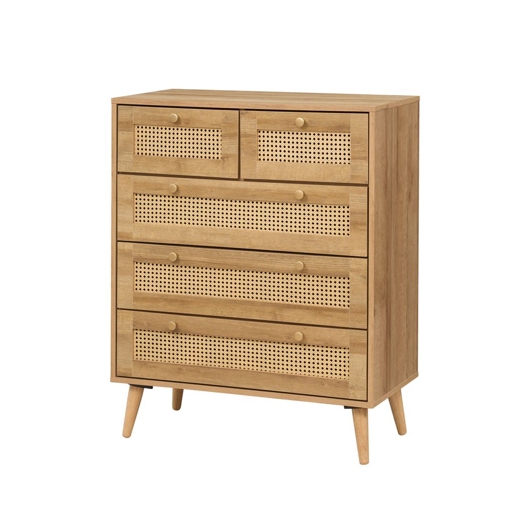 Manila Rattan 3 Piece Bedroom Set with 2 Door Wardrobe, Bedside Table & Chest of 3+2 Drawers