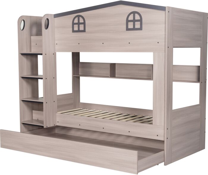 Hector Kids 3ft House Bunk Bed with Pull-Out Trundle Bed