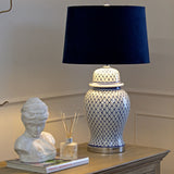 Malabar Ceramic Table Lamp with Velvet Shade
