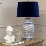 Malabar Ceramic Table Lamp with Velvet Shade