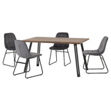 Quebec Straight Edge Dining Set with 4 Velvet Lukas Chairs