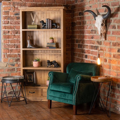 Copper Curved Industrial Lamp with Stone Base