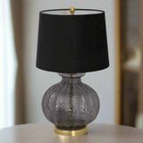 Luxton Glass Fluted Lamp with Velvet Shade