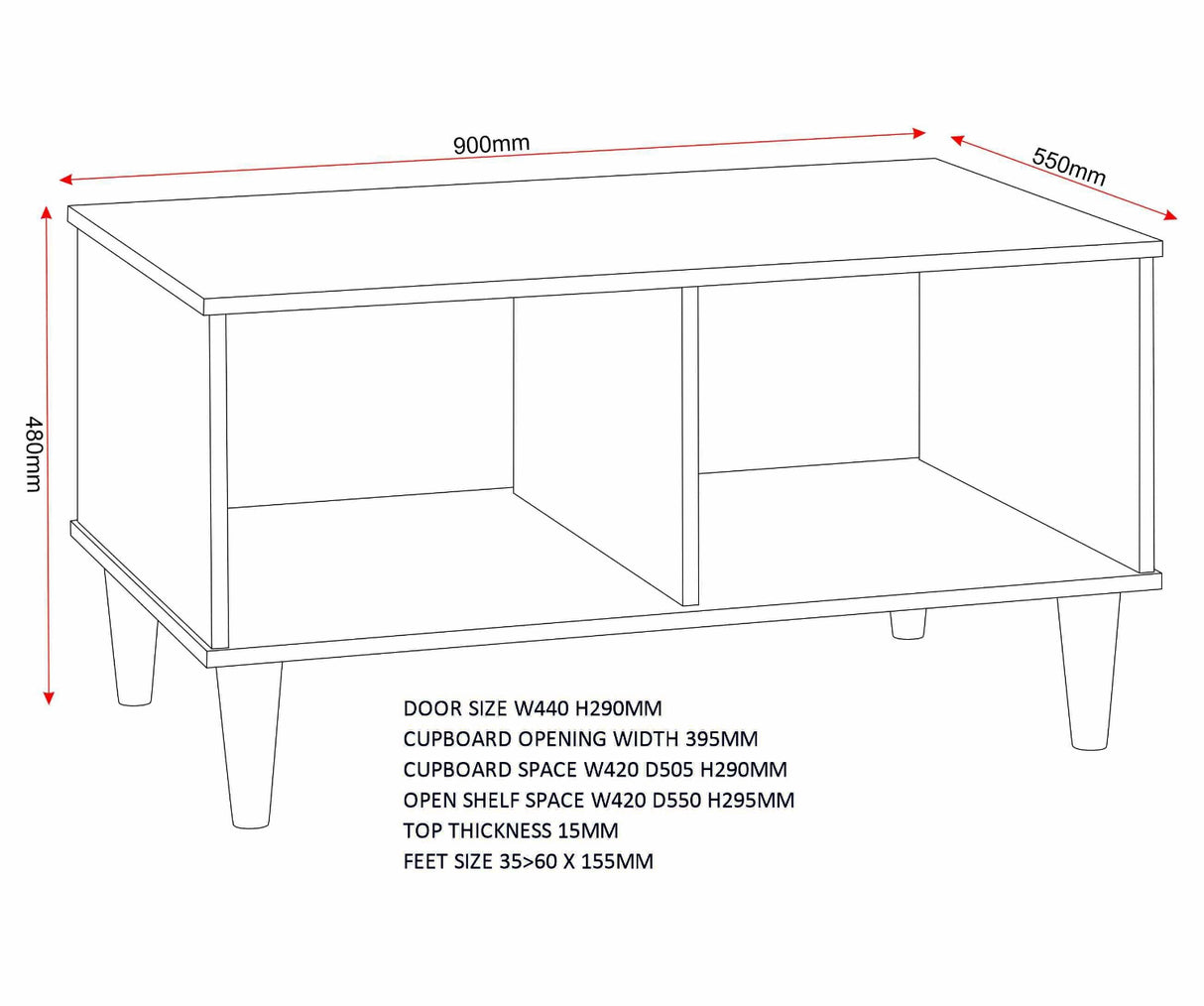 Tessa 1 Door Coffee Table