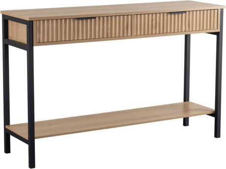 Miami Ridged 2 Drawer Fluted Console Table with Open Shelf