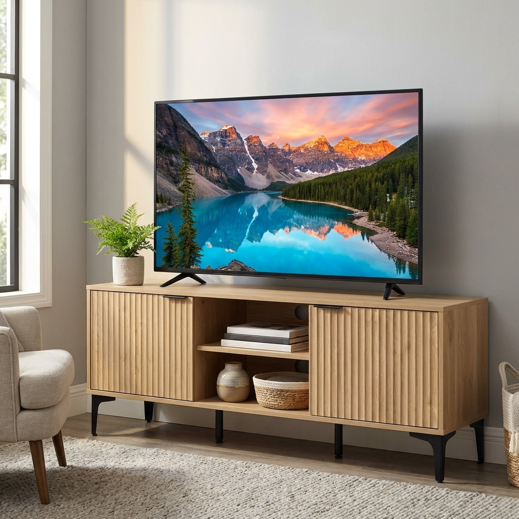 Miami Ridged 140cm 2 Door TV Unit with Shelves