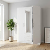 Dakota 3 Door 2 Drawer Mirrored Triple Wardrobe