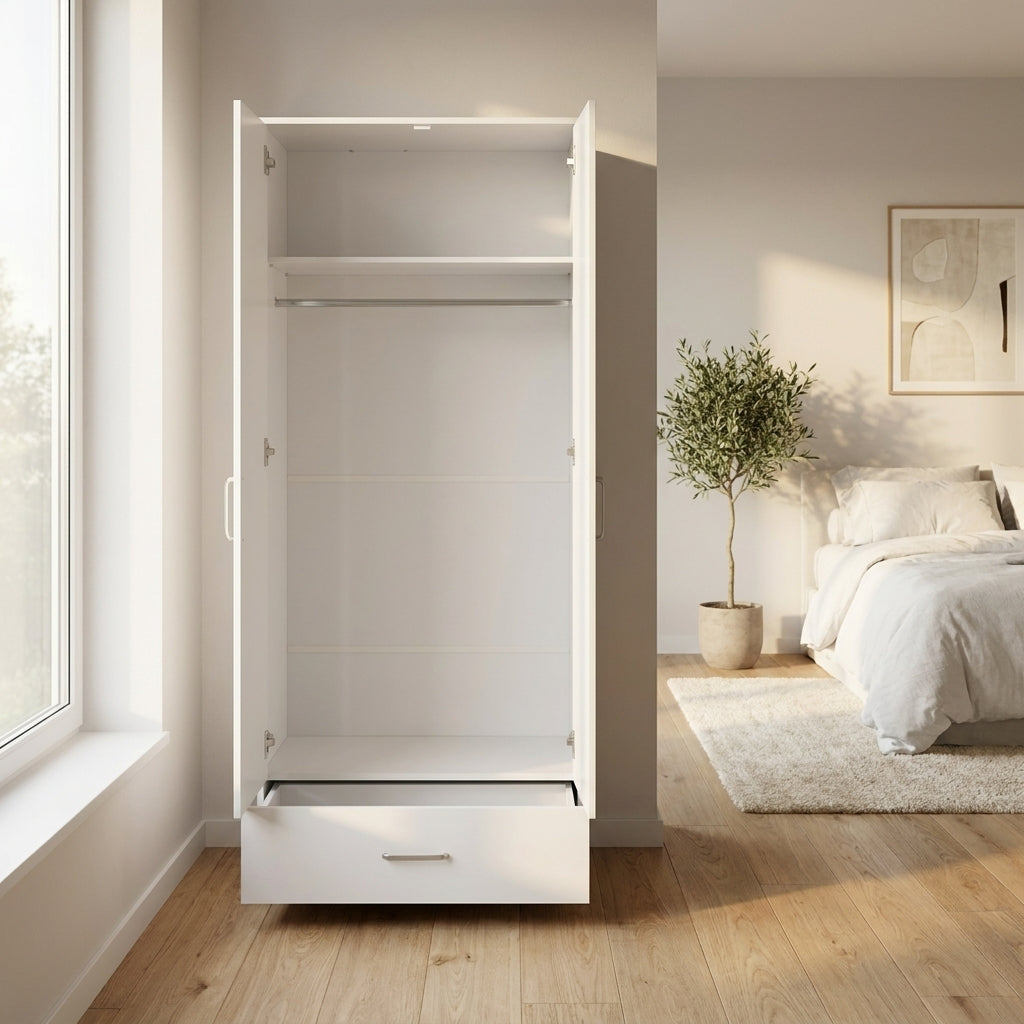 Dakota 2 Door 1 Drawer Double Mirrored Wardrobe