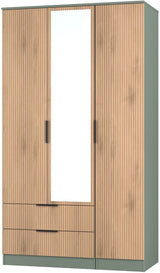 Java Tall Mirrored 2 Drawer 3 Door Triple Wardrobe