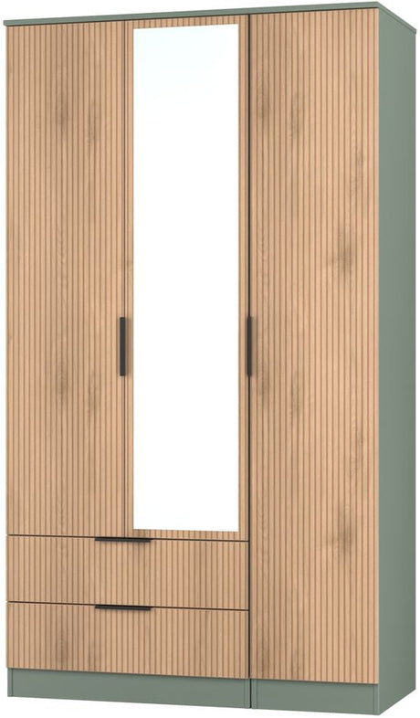 Java Tall Mirrored 2 Drawer 3 Door Triple Wardrobe