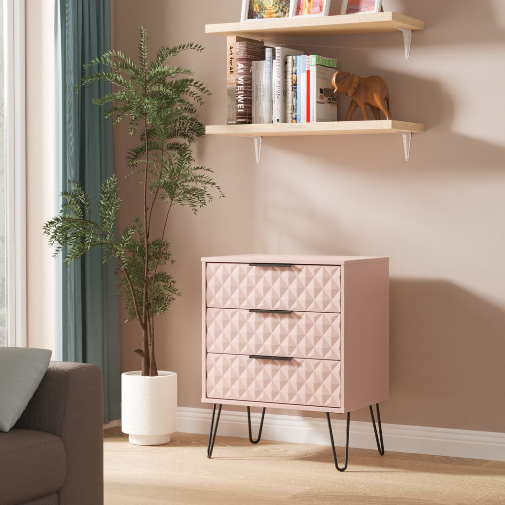 Harlequin 3 Drawer Midi Chest with Black Hairpin Legs