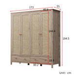 Willow Rattan 4 Door Wardrobe with 2 Drawers