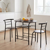 Derry compact dining set with table and 2 chairs in walnut and black