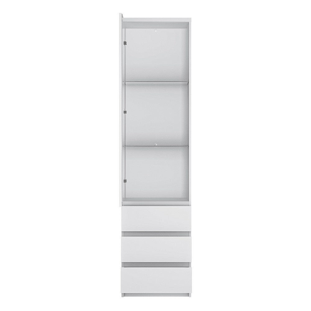 Fribo Tall Narrow Glazed Display Cabinet (1 Door, 3 Drawers)