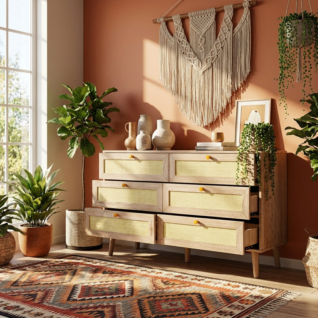 Willow Rattan 6 Drawer Chest of Drawers