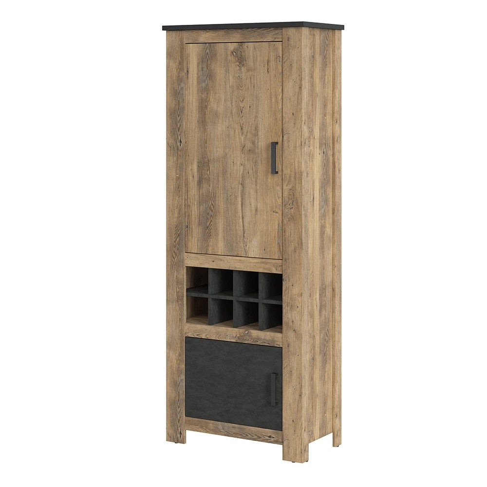 Rapallo Chestnut and Grey 2 Door Cabinet with Wine Rack