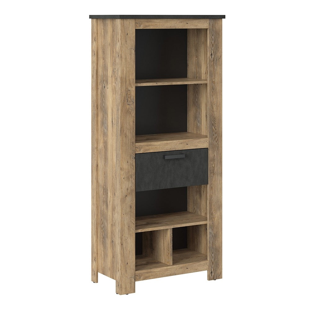 Rapallo Chestnut and Grey 1 Drawer Bookcase