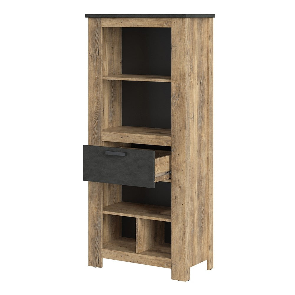 Rapallo Chestnut and Grey 1 Drawer Bookcase