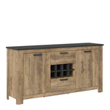 Rapallo Chestnut and Grey Sideboard with Wine Rack (2 Doors, 2 Drawers)