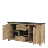 Rapallo Chestnut and Grey Sideboard with Wine Rack (2 Doors, 2 Drawers)