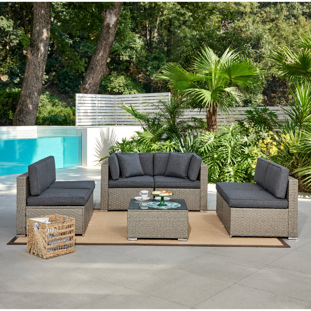 Catina Light Grey Modular Garden Set with Dark Grey Cushions