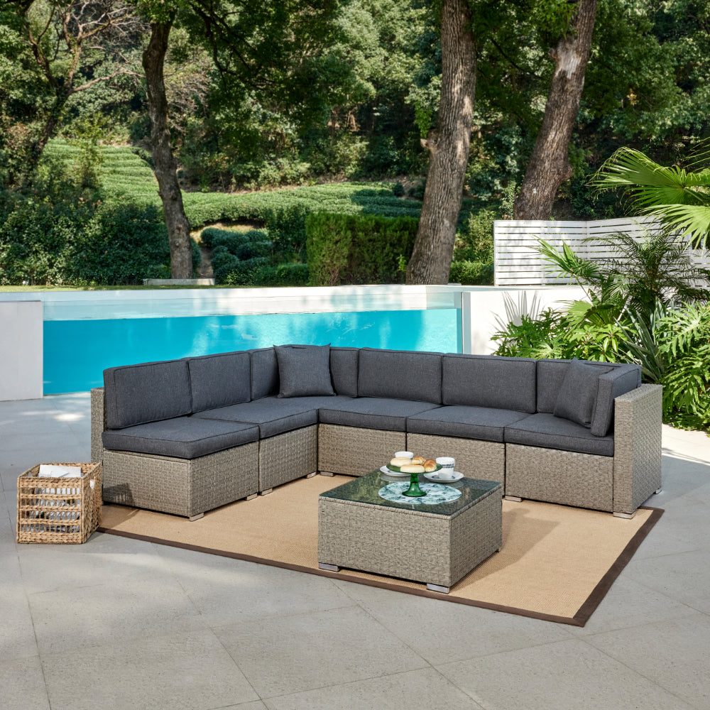 Catina Light Grey Modular Garden Set with Dark Grey Cushions