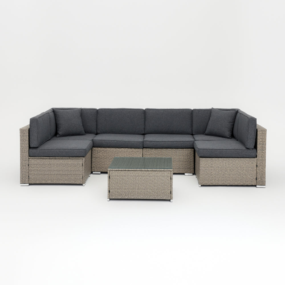 Catina Light Grey Modular Garden Set with Dark Grey Cushions