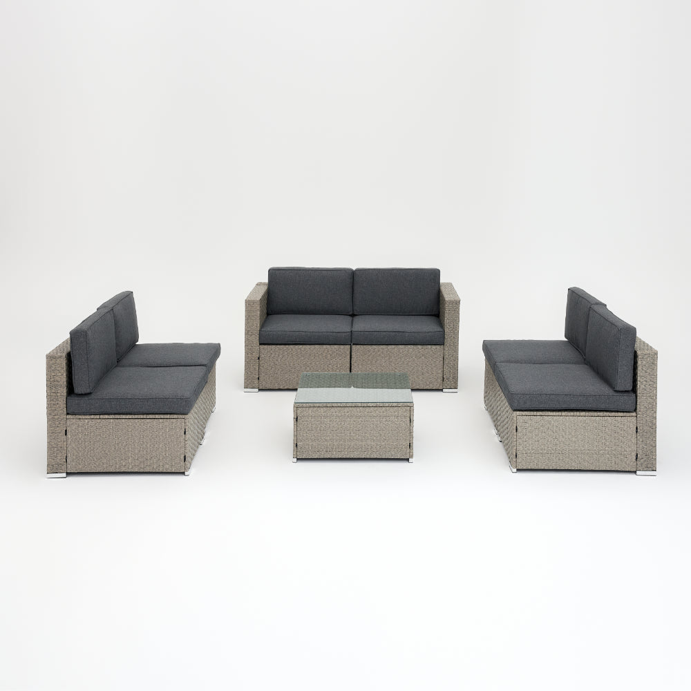 Catina Light Grey Modular Garden Set with Dark Grey Cushions