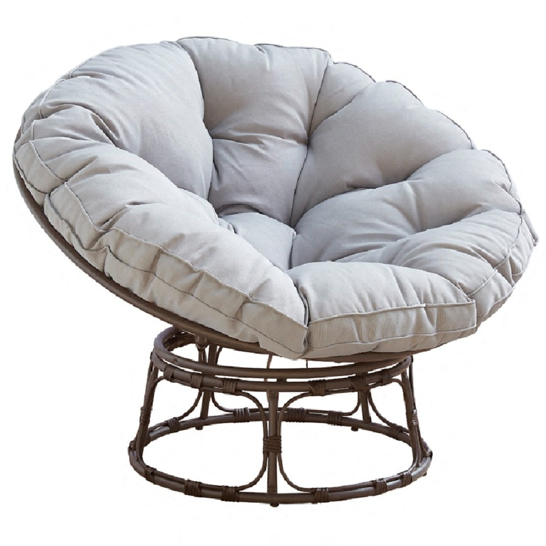 Monica Garden Swivel Chair with Grey Cushions