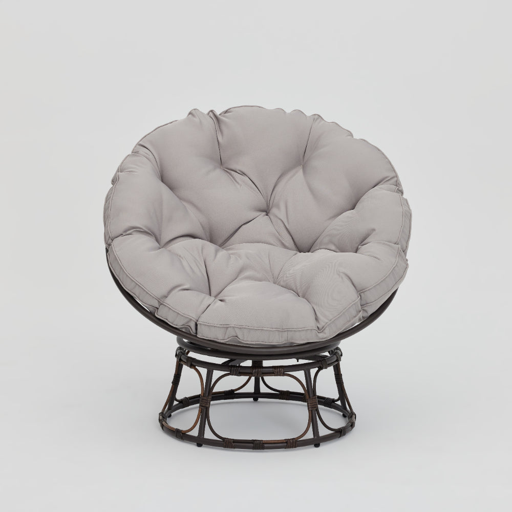 Monica Garden Swivel Chair with Grey Cushions