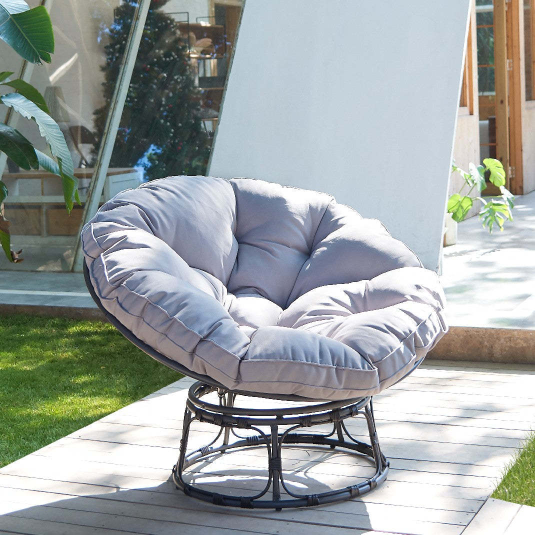 Monica Garden Swivel Chair with Grey Cushions