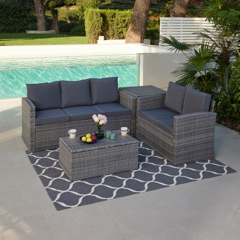 Paloma Grey Sofa Garden Set with Grey Cushions