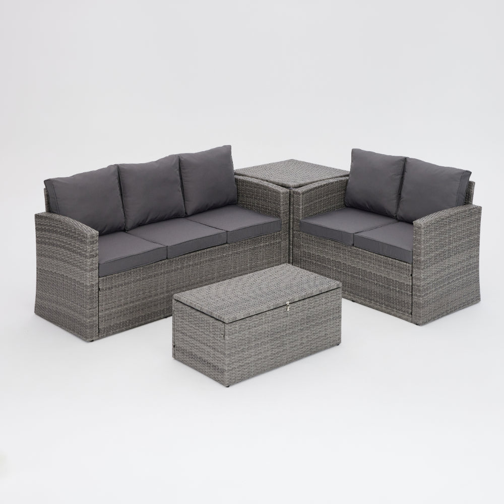 Paloma Grey Sofa Garden Set with Grey Cushions