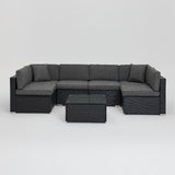 Catina Black Modular Garden Set with Dark Grey Cushions