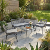 Pampas 4 Piece Rattan Garden Lounge Set with Cover