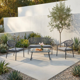 Sona 4 Piece Rattan Rope Garden Lounge Set with Cover