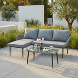Erica 3 Piece L Shape Sofa Rattan Garden Set with Cover