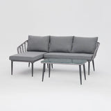Erica 3 Piece L Shape Sofa Rattan Garden Set with Cover