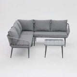 Cole Rattan Corner Sofa and Coffee Table Lounge Set with Cover