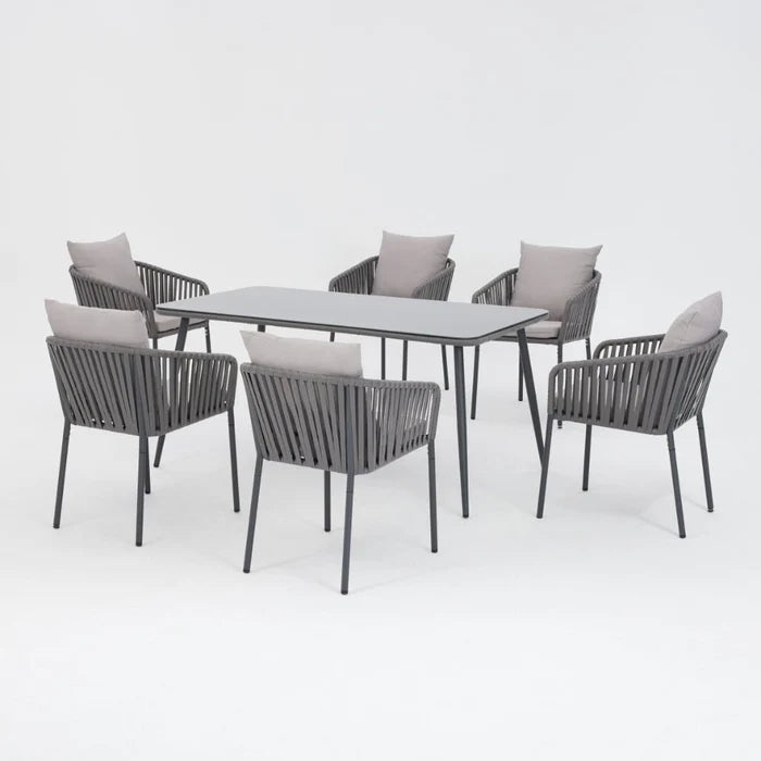 Fiji 7 Piece Rattan Rope Garden Dining Set with Cover