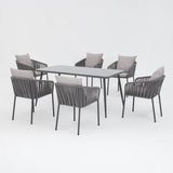 Fiji 7 Piece Rattan Rope Garden Dining Set with Cover