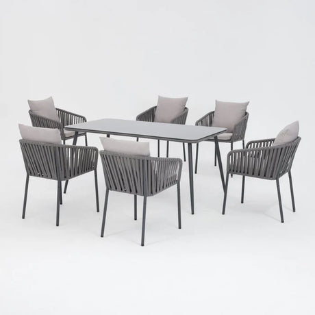 Fiji 7 Piece Rattan Rope Garden Dining Set with Cover