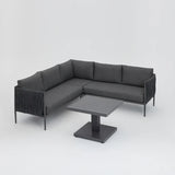 Serena Rattan Rope Corner Sofa and Rising Table Garden Set with Cover