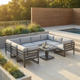Faro U-Shape Modular Sofa and Rising Table with Cover