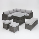 Hadley Dark Grey Rattan 5 Piece Garden Set with Rising Table