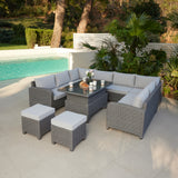 Hadley Grey Rattan Garden Set with Sofa & Rising Table