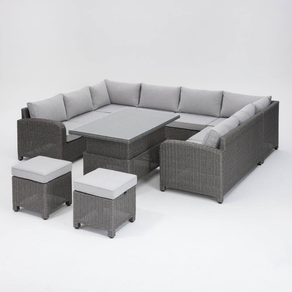 Hadley Grey Rattan Garden Set with Sofa & Rising Table