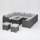 Hadley Grey Rattan Garden Set with Sofa & Firepit